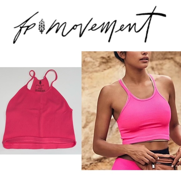 Free People Tops - NEW! Free People Happiness Runs Seamless Crop Top - M/L - Hot Pink
